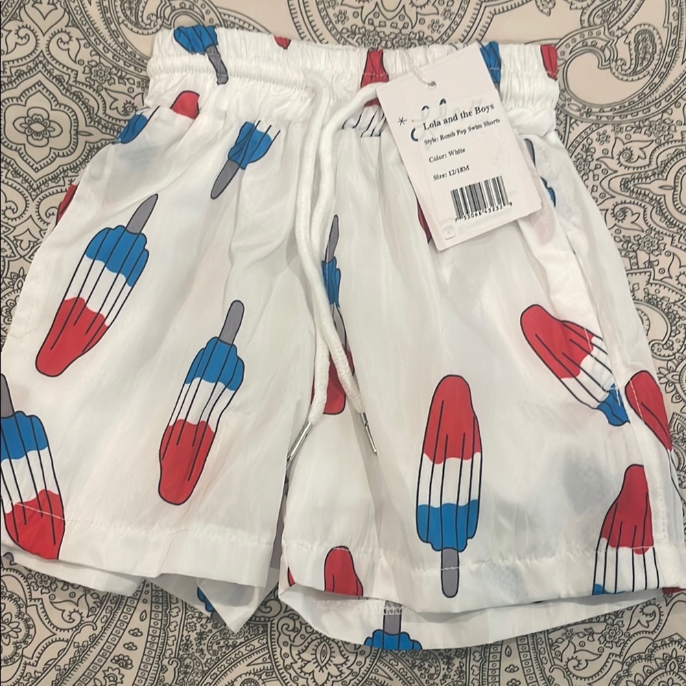Lola + The Boys Red, White, and Blue Popsicle Swim Trunks